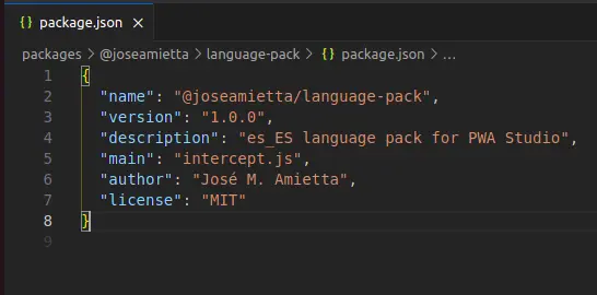 package.json generado por yarn init