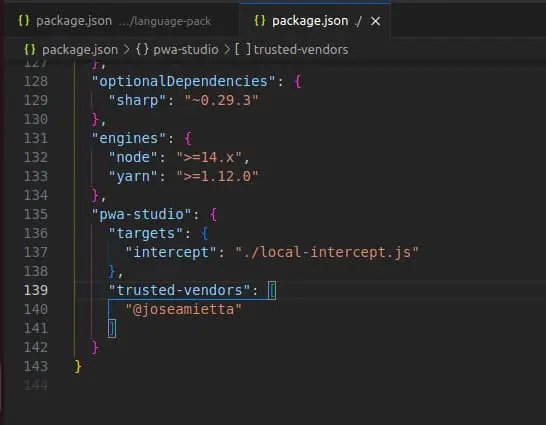 package.json trusted-vendors